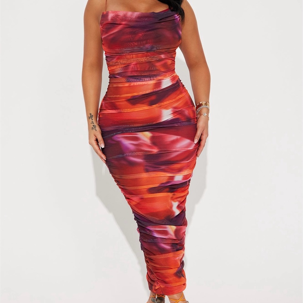 Fashion Nova Red and Purple Dress